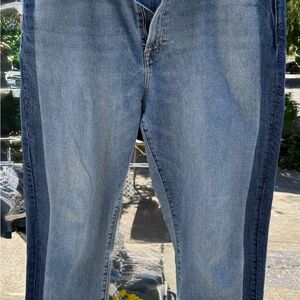 GAP 1969 2Tone Jeans With Tuxedo Indigo Wash & Frayed Crop Edge Size 33R 16ankle